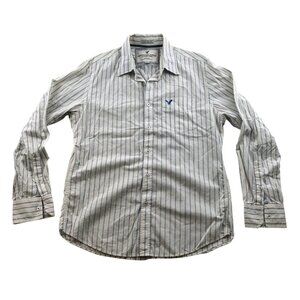 American Eagle Outfitters Men Shirt Medium Vintage Fit Striped Long Sleeve White